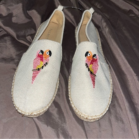Talbots Shoes - Talbots IZZY EMBROIDERED ESPADRILLE FLATS pink parrot bird shoes 9.5